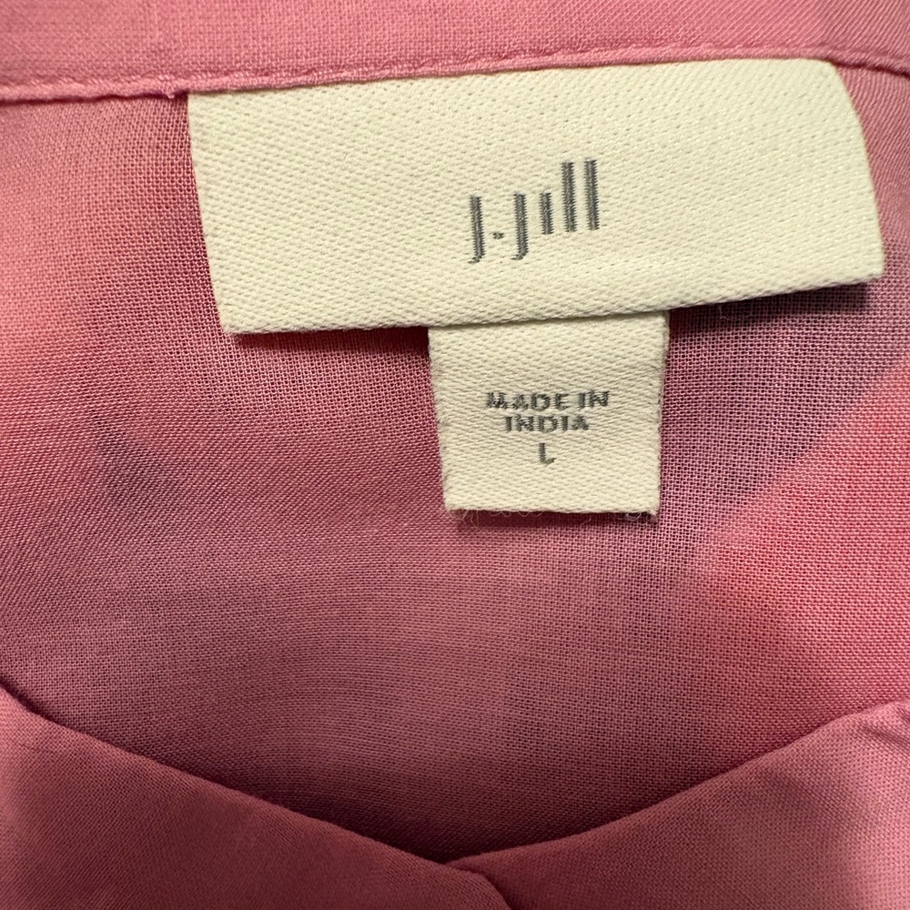 SALE J. Jill Pink Embroidered Tunic ✨ Button Front Boho Diamond Detail Size L - Picture 2 of 9